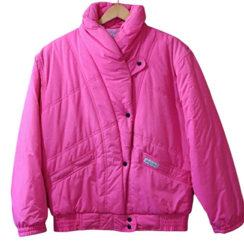 Jansport Vintage 90s Pink Ski Snow Jacket Medium Asymmetric Buttons Nostalgic